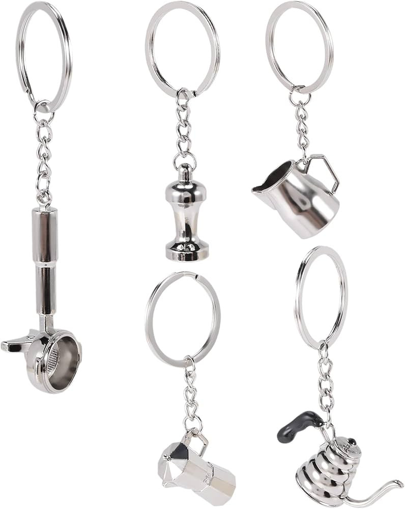 5PCS Barista Coffee Tamper Keychain Espresso Portafilter Moka Pitcher Keyring Portable Coffee Acc... | Amazon (US)