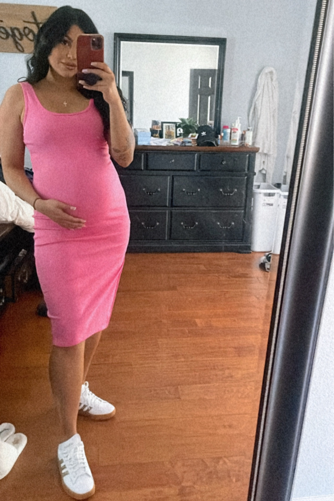 Pink sleeveless dress / size medium 
Shoe youth size 5 / women’s size 7 

#LTKBaby #LTKMostLoved #LTKBump