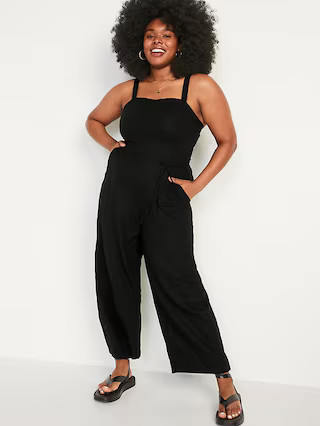 Sleeveless Linen-Blend Tie-Belt Wide-Leg Jumpsuit for Women | Old Navy (US)