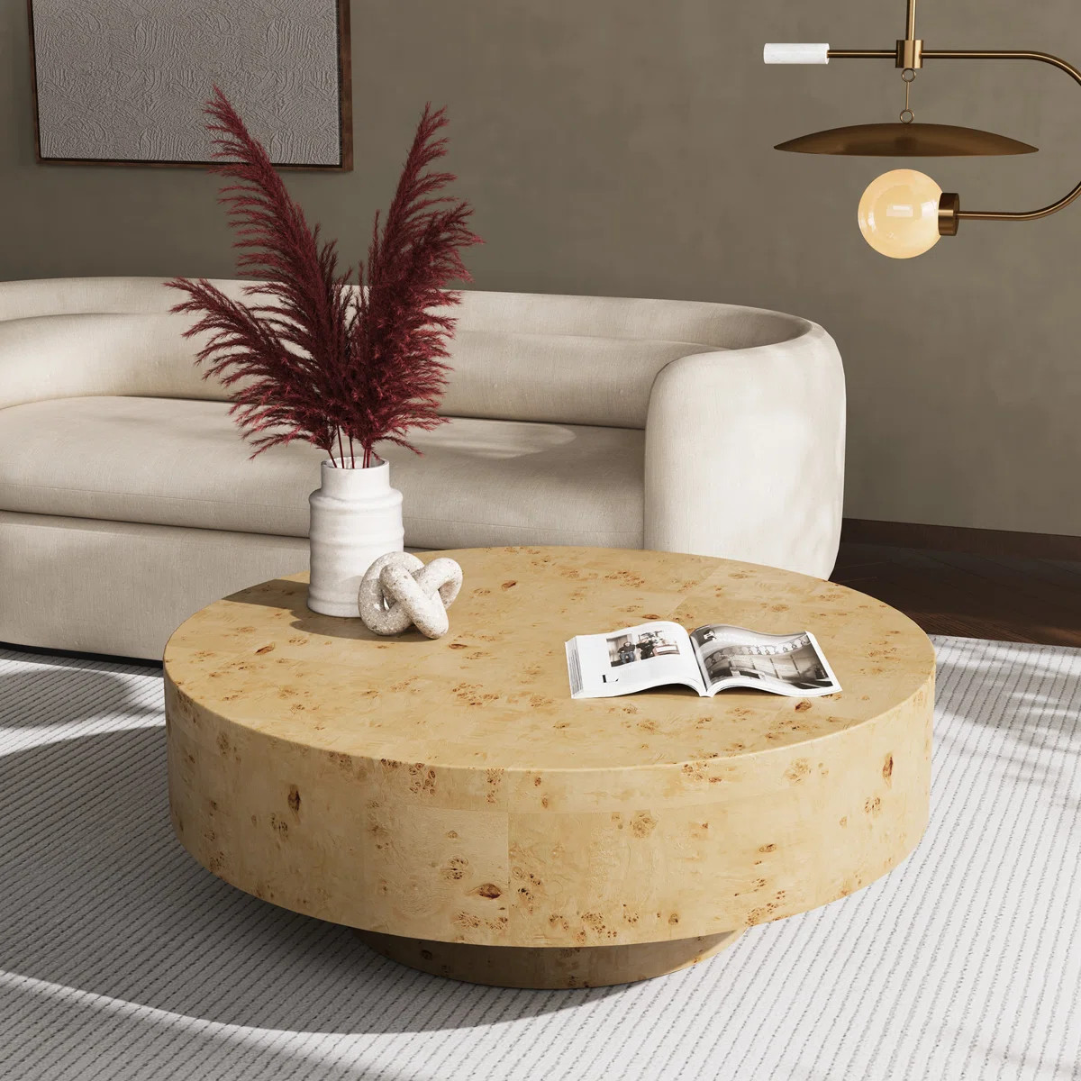 31.5" & 35" Round Solid Wood Burl Coffee Table – Unique Natural Swirl Patterns, Curved Elegant ... | Wayfair North America