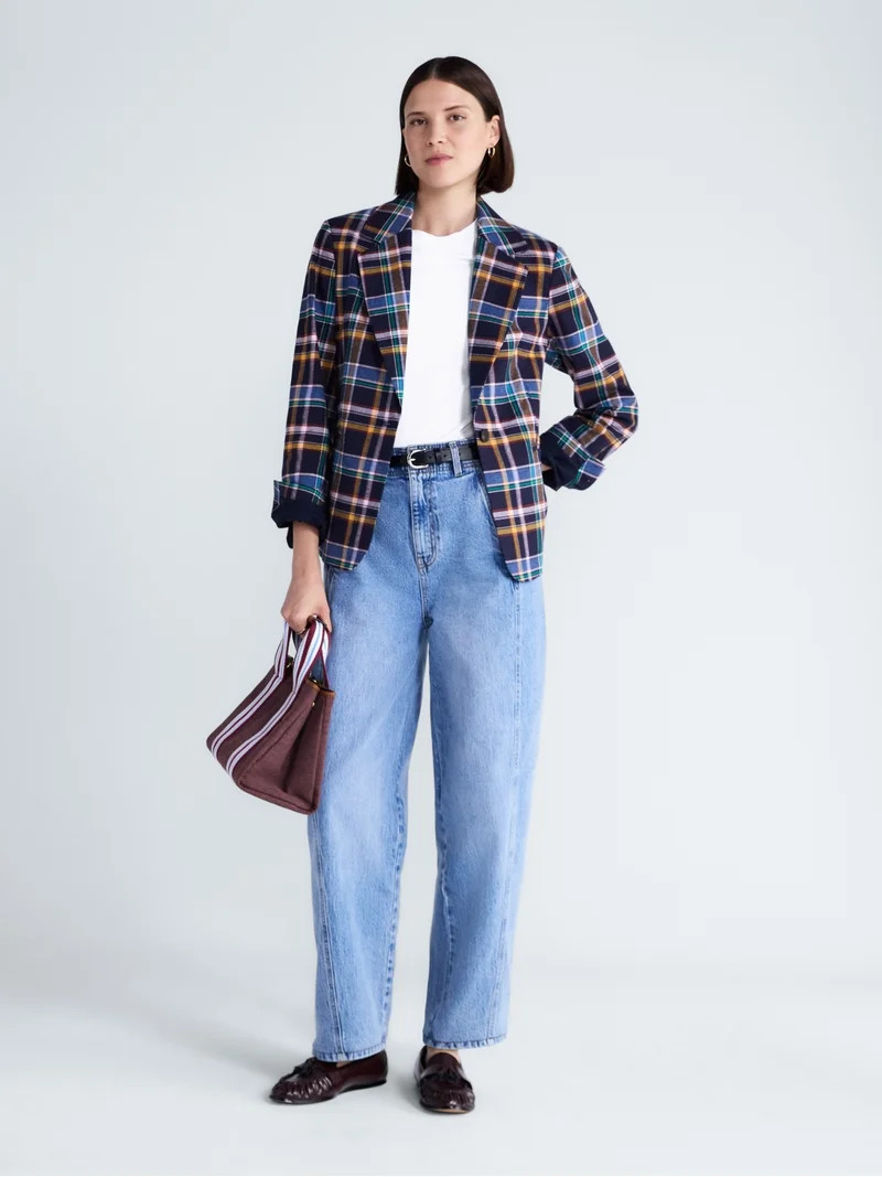 Free Assembly Women's and Women's Plus The Belmont Plaid Single Breasted Blazer, Sizes XS-4X | Walmart (US)
