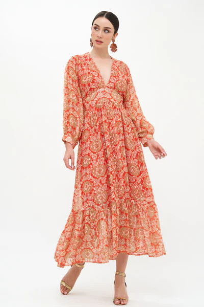 Tie Back Maxi- Hamden Red | Oliphant Design
