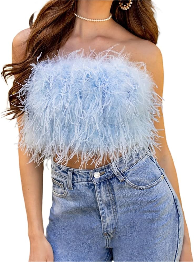 Women Sexy Strapless Tube Tops Sleeveless Stretchy Solid Hollow Out Crop Top Summer Streewear Tan... | Amazon (US)