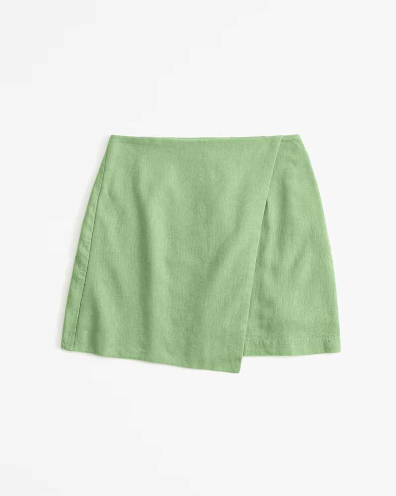 The A&F Scarlett Linen-Blend Wrap Mini Skort | Abercrombie & Fitch (US)