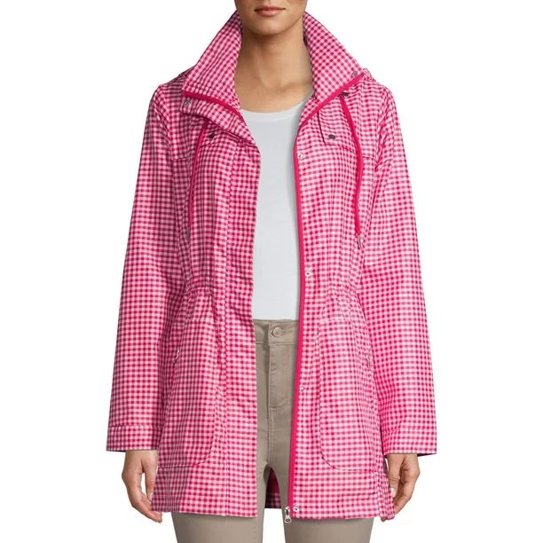 Me Jane Women's Gingham Rain Jacket with Hood | Walmart (US)