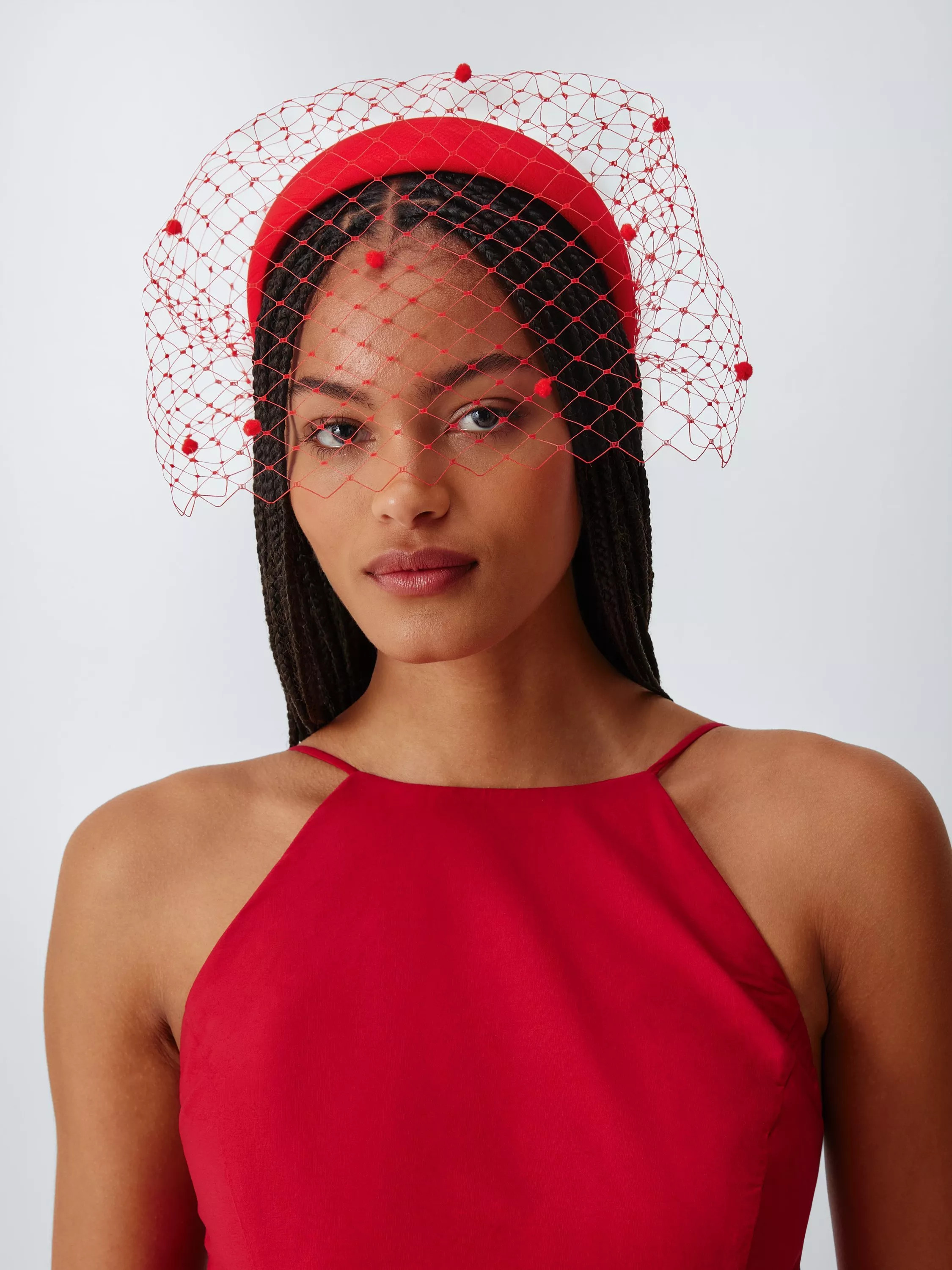 Reina Headband with Veil, Red | John Lewis (UK)