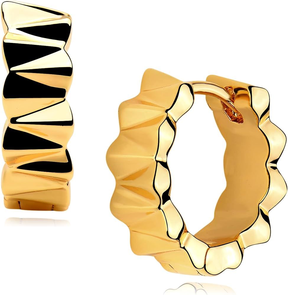 VACRONA Cubic Zirconia Huggie Earrings 14k Gold Plated Tiny Earrings Small Huggie Hoop Earrings S... | Amazon (US)