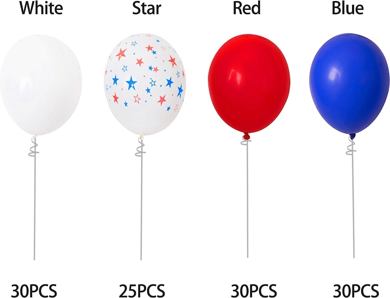 115PCS Patriotic Decorations Star Latex Balloons - Red Blue White - Fourth of July Party Supplies | Amazon (US)