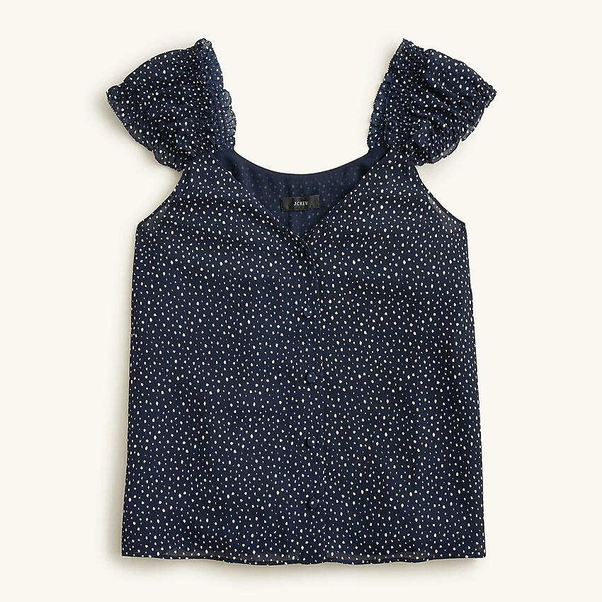 Cap-sleeve crinkle chiffon top in dot | J. Crew US