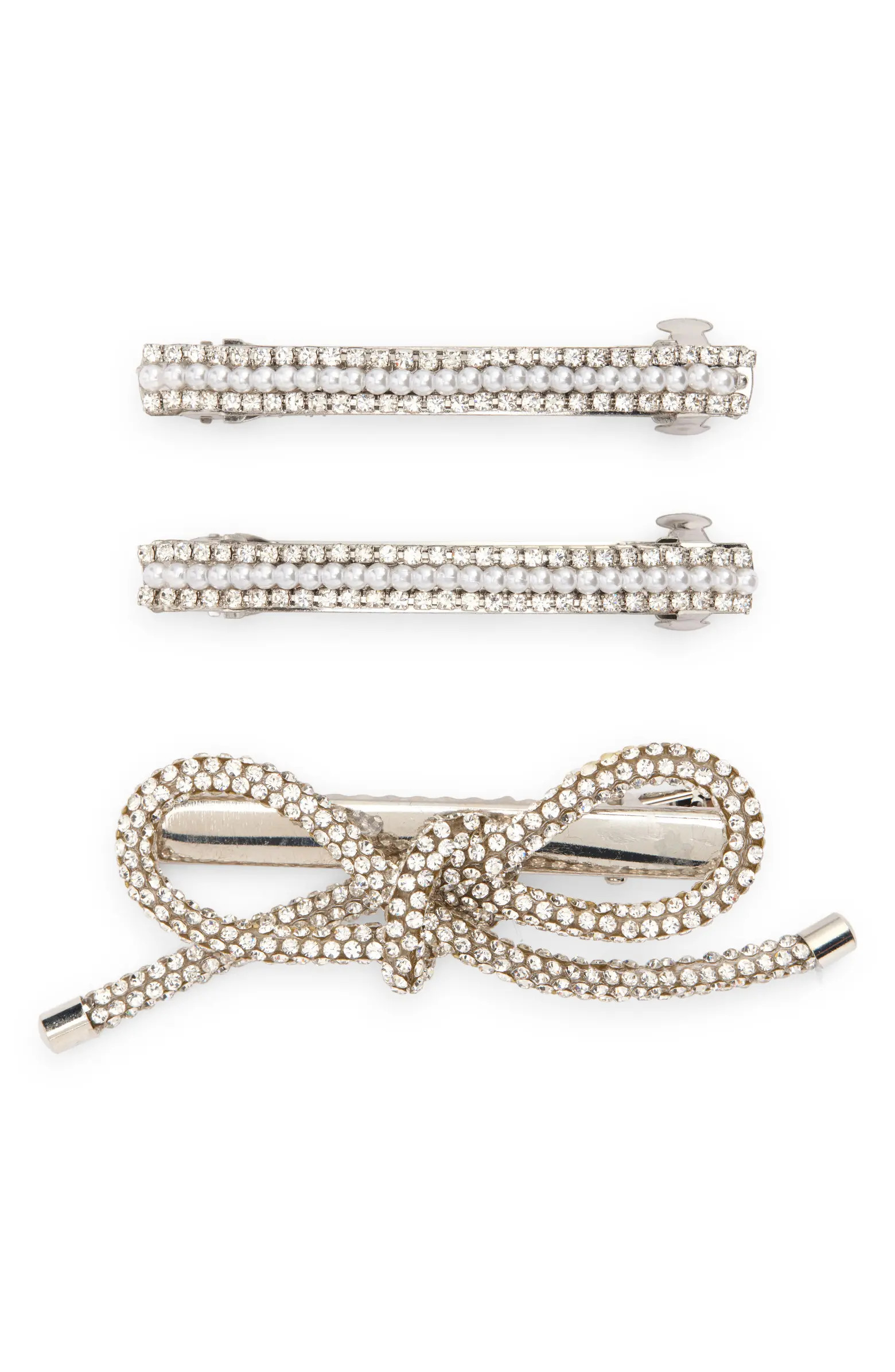 BP. Set of 3 Crystal & Imitation Pearl Barrettes | Nordstrom | Nordstrom