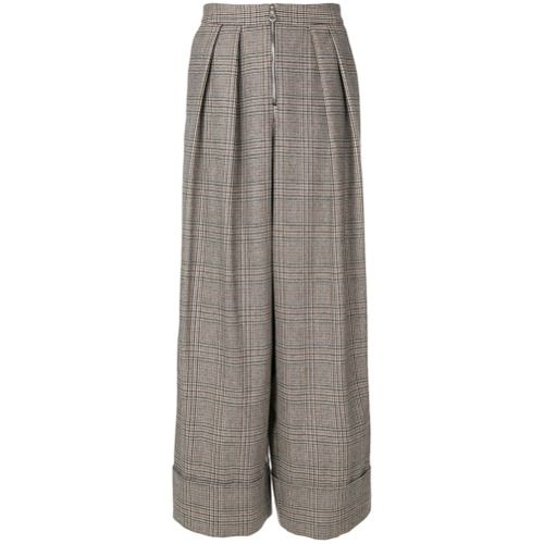Joshua Millard wide leg tweed trousers - Brown | Farfetch EU