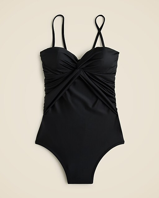 Twist-front bandeau one-piece swimsuit | J. Crew US