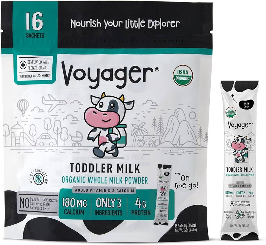 Voyager Toddler Milk On The Go, USDA Organic Shelf Stable Whole Milk Powder, Great for Travel, No... | Amazon (US)