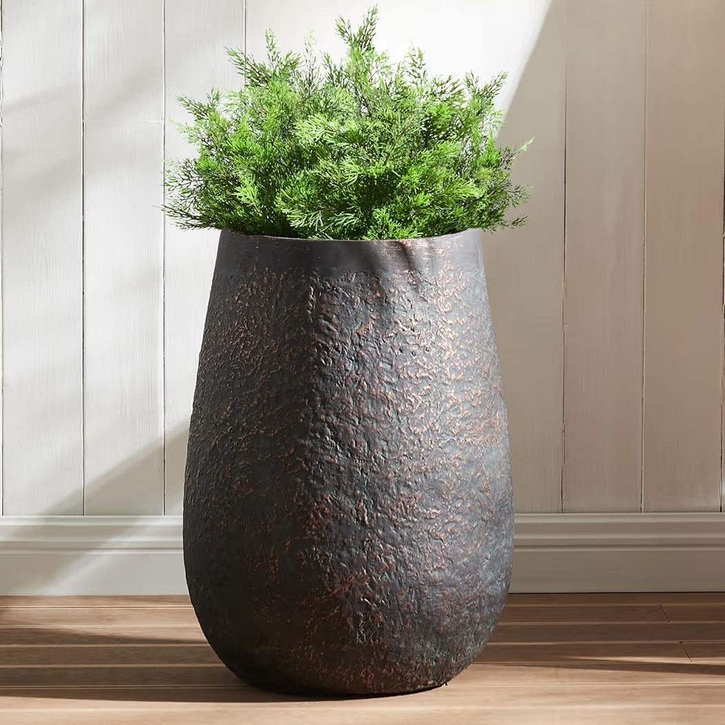 Weathered Concrete 19.7 Inch Tall Planter, Large Decorative Flower Pot with Drainage Hole, Round ... | Amazon (US)