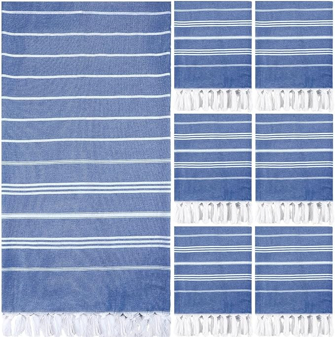 Package Includes: you will receive 6 pieces of Turkish beach towels featuring royal blue color, s... | Amazon (US)