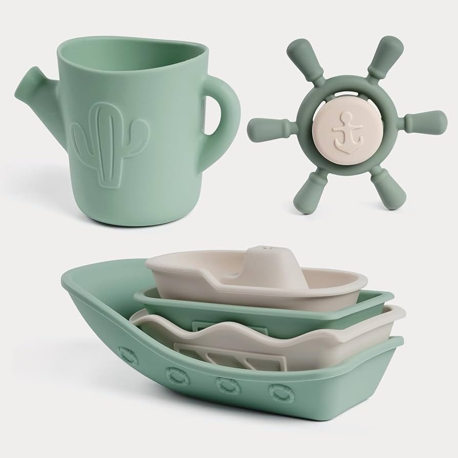 Haakaa Nautical Silicone Baby Bath Toys Set, Food Grade Silicone Bathtub Toys for Toddlers, Mold-... | Amazon (US)