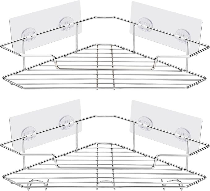 AmazerBath Corner Shower Caddy with Hooks, Adhesive Shower Shelf Stainless Steel, Shower Organize... | Amazon (US)