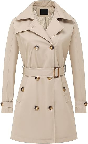 Chrisuno Women's Double Breasted Trench Coats Mid-Length Belted Overcoat Long Dress Jacket with D... | Amazon (US)