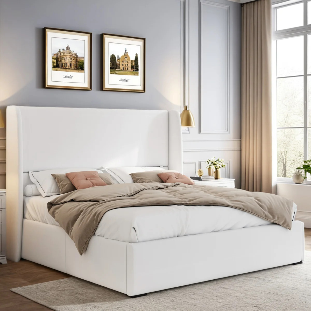 Upholstered Lift-Up Storage Bed with Wingback Headboard | Wayfair North America