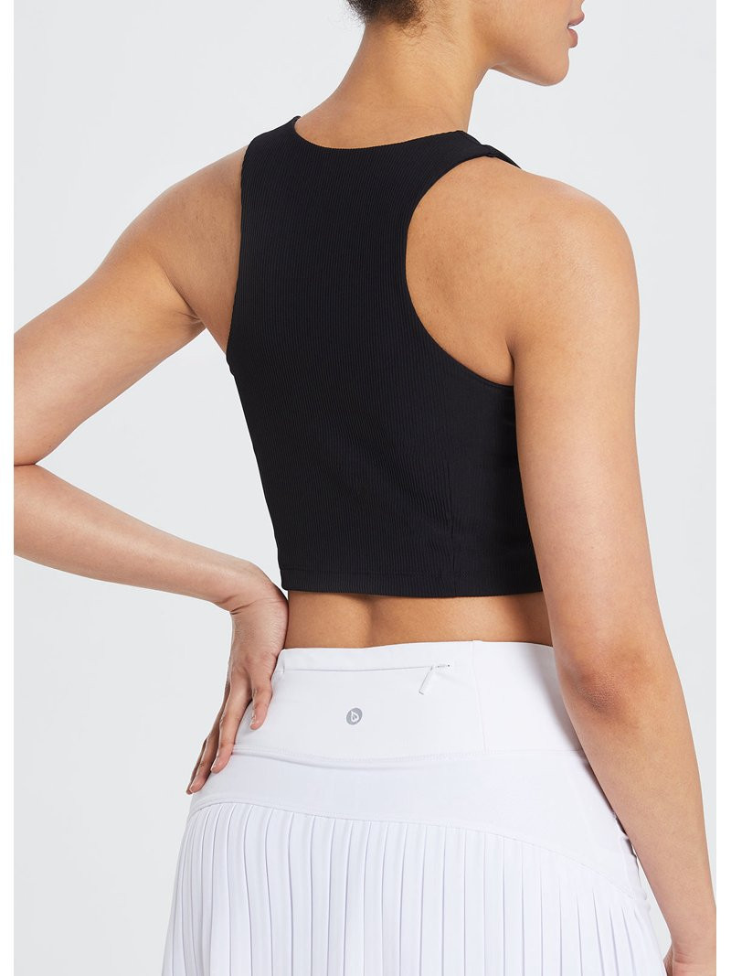 BALEAF Women's Ribbed Cropped Tank Tops Sleeveless Cropped Tops Double Layered Black M | Walmart (US)