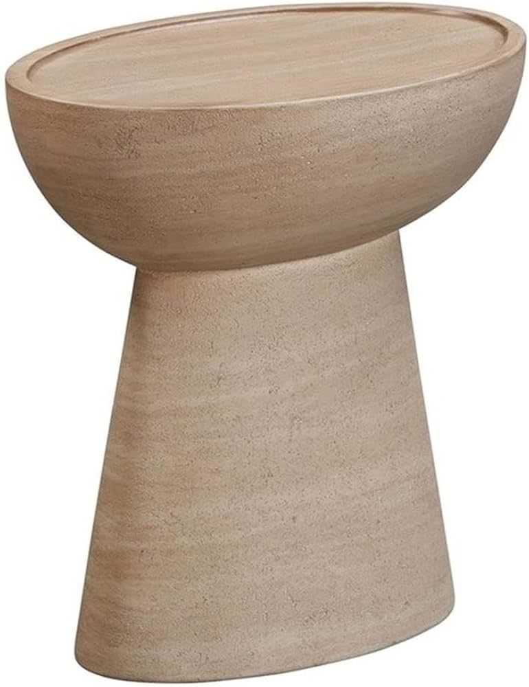 Eclipse Textured Faux Travertine Indoor/Outdoor Side Table | Amazon (US)