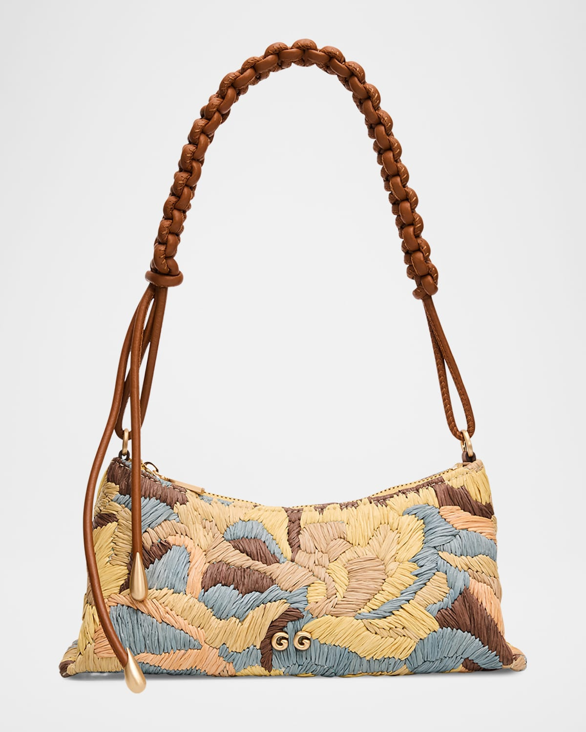 Osa Braided-Strap Raffia Shoulder Bag | Neiman Marcus
