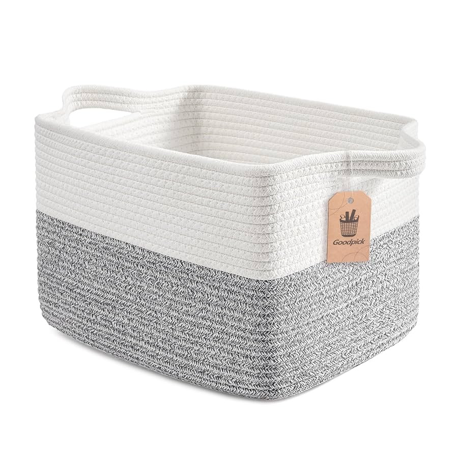 Goodpick Woven Storage Basket, Cotton Rope Baskets for Organizing, Closet Storage Bins with Handl... | Amazon (US)