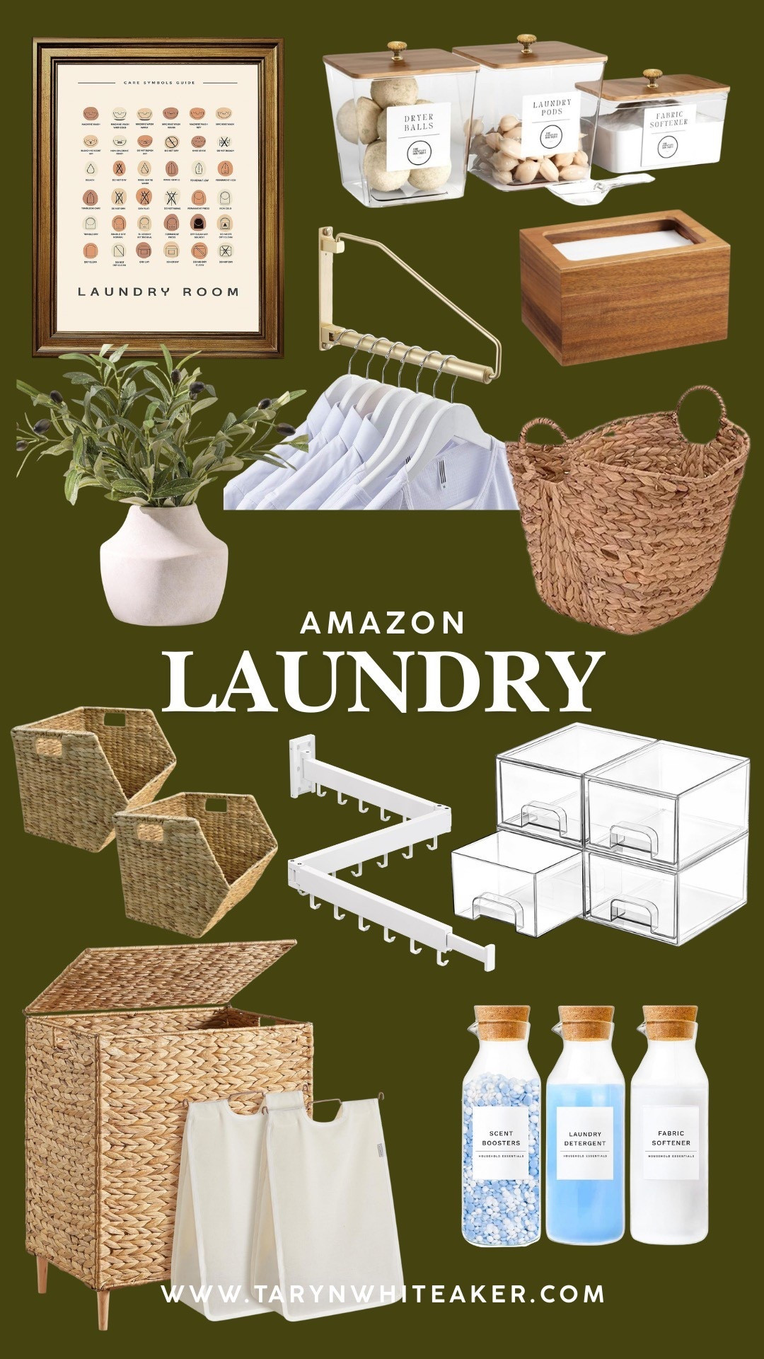 Amazon laundry room upgrades that make it feel custom.

Laundry room organization, laundry room decor, laundry storage containers, acrylic drawers, woven baskets, wall drying rack, under shelf hooks, detergent dispenser bottles, dryer ball container, laundry pod holder, small laundry room ideas, modern farmhouse laundry.

#LTKSeasonal #LTKHome