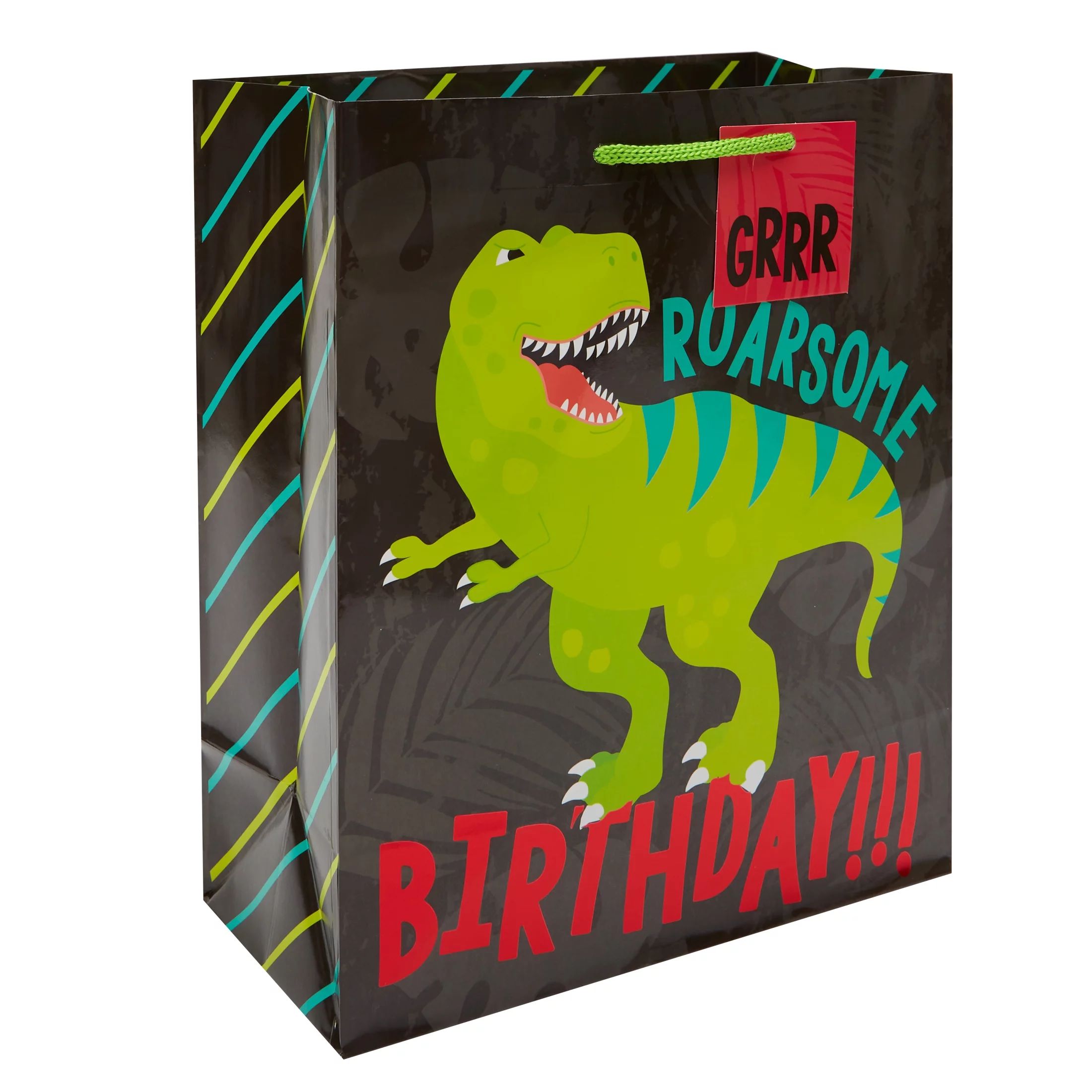 Way To Celebrate Value Gift Bag, Birthday Gift Bag, Dinosaur, Black, Green, Blue, Red Foil | Walmart (US)