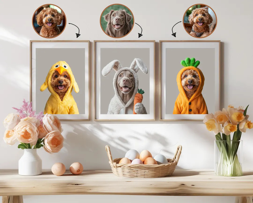 Custom Pet Portrait for Easter, Funny Pet Portraits, Easter Bunny Pet Portrait, Custom Easter Dog... | Etsy (US)