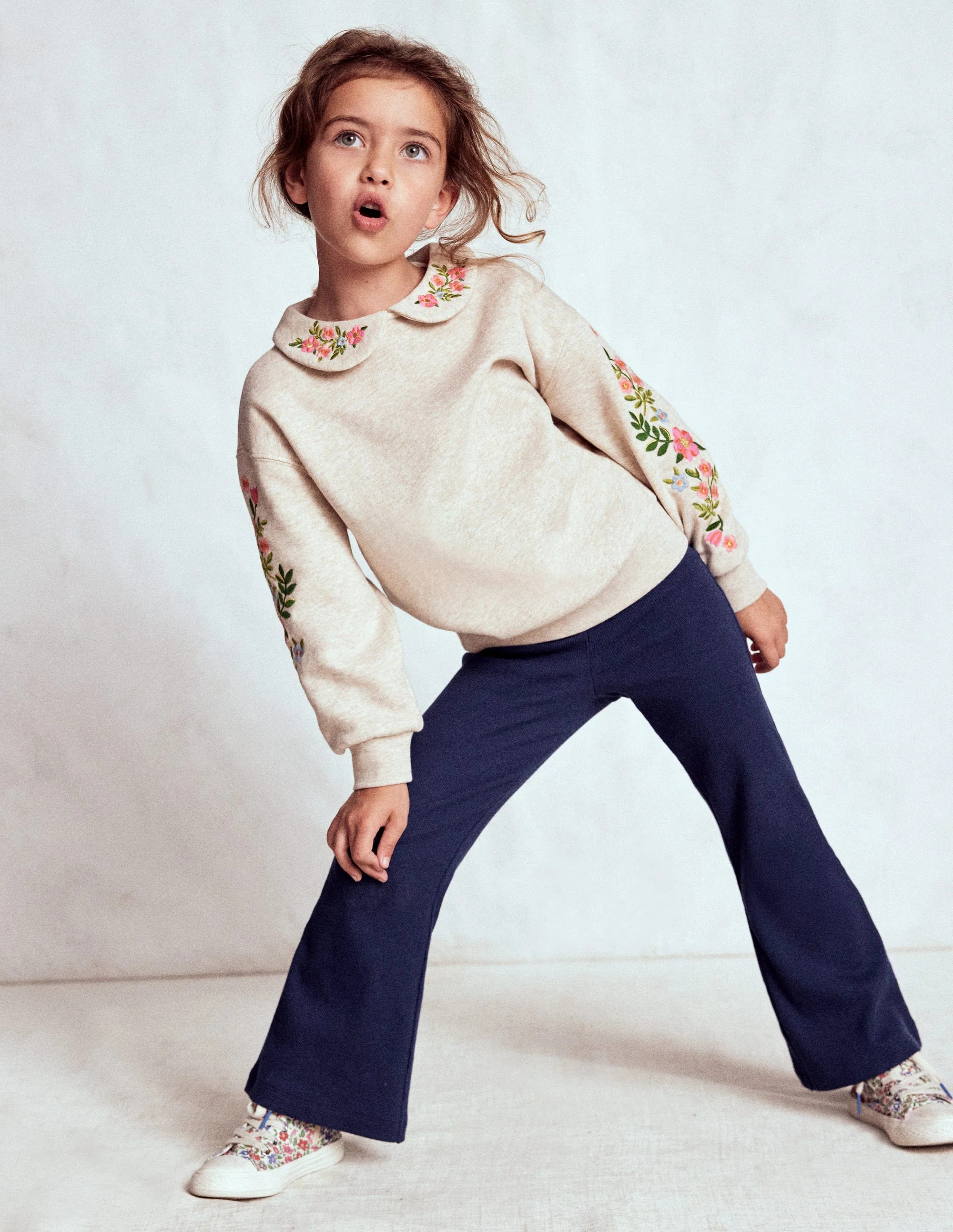 Ribbed Flare Leggings-College Navy | Boden (US)