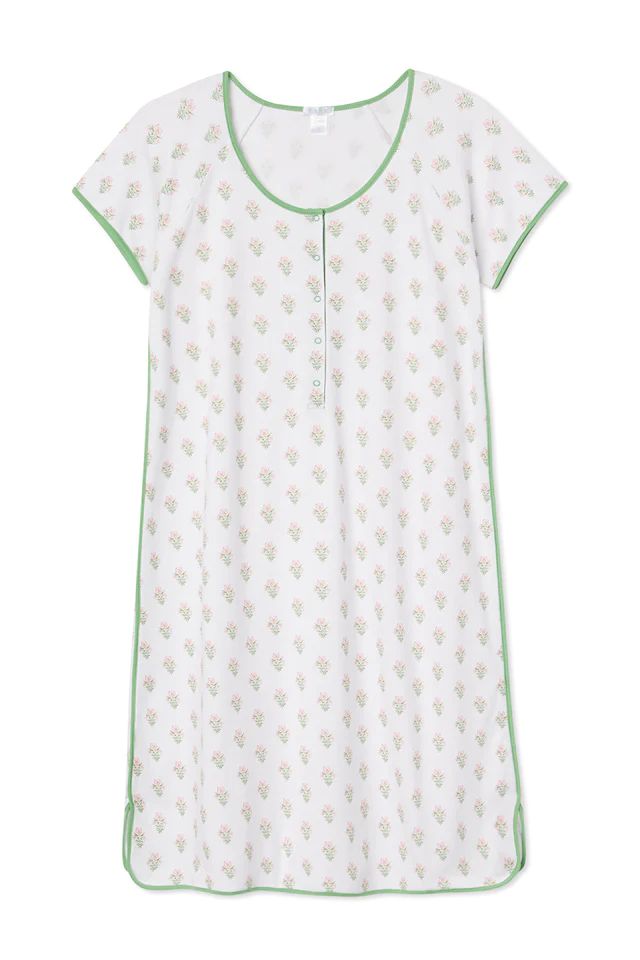 Pima Maternity Nightgown in Parisian Green | LAKE Pajamas