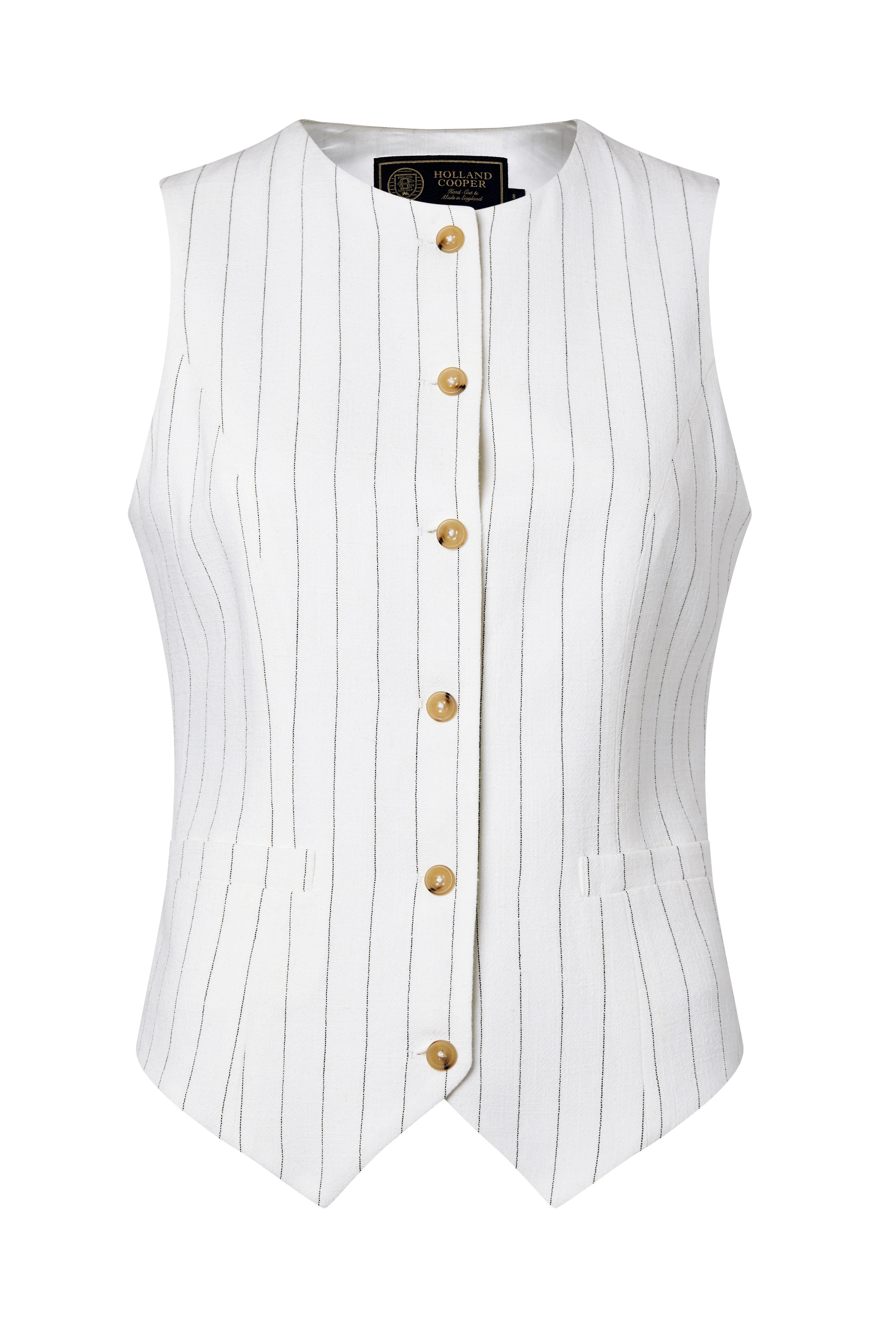 Richmond Waistcoat (Oyster Linen Pinstripe) | Holland Cooper