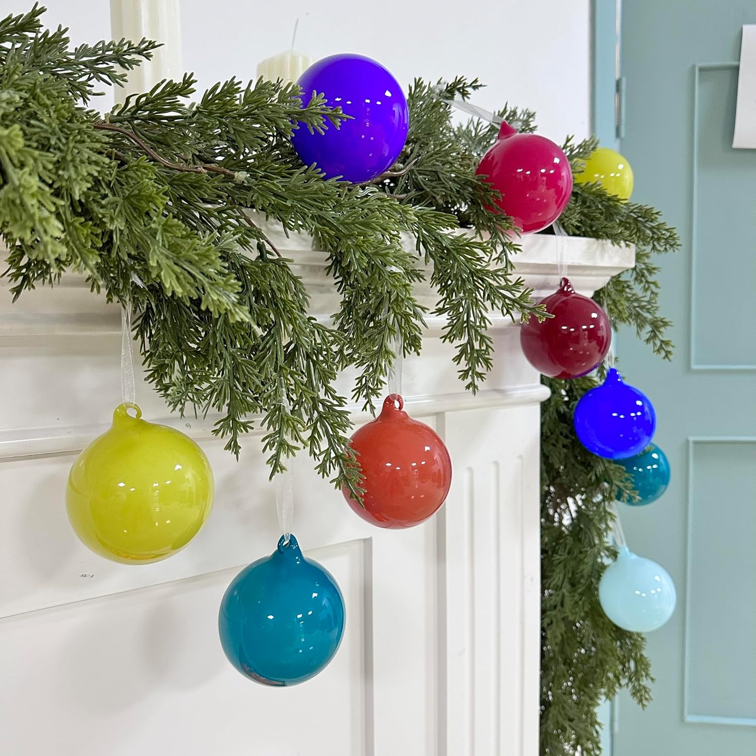 FoldTier 9pcs 3" Colorful Glass Ball Christmas Tree Ornament, Rainbow Color | Amazon (US)