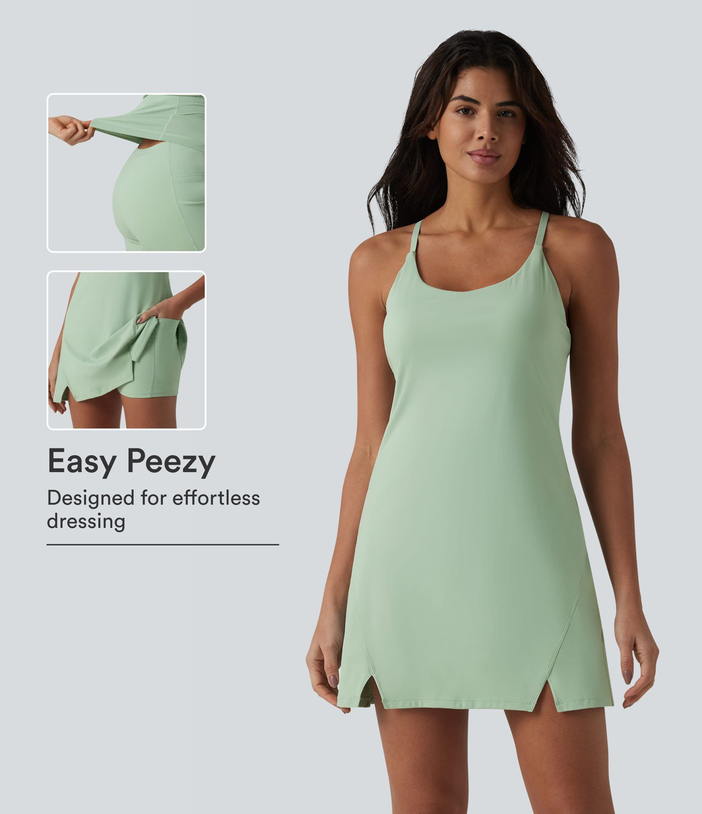 SoftlyZero\u2122 Airy 2-in-1 InstantCool Mini Dance Active Slip Dress with Pockets-Easy Peezy Edi... | HALARA