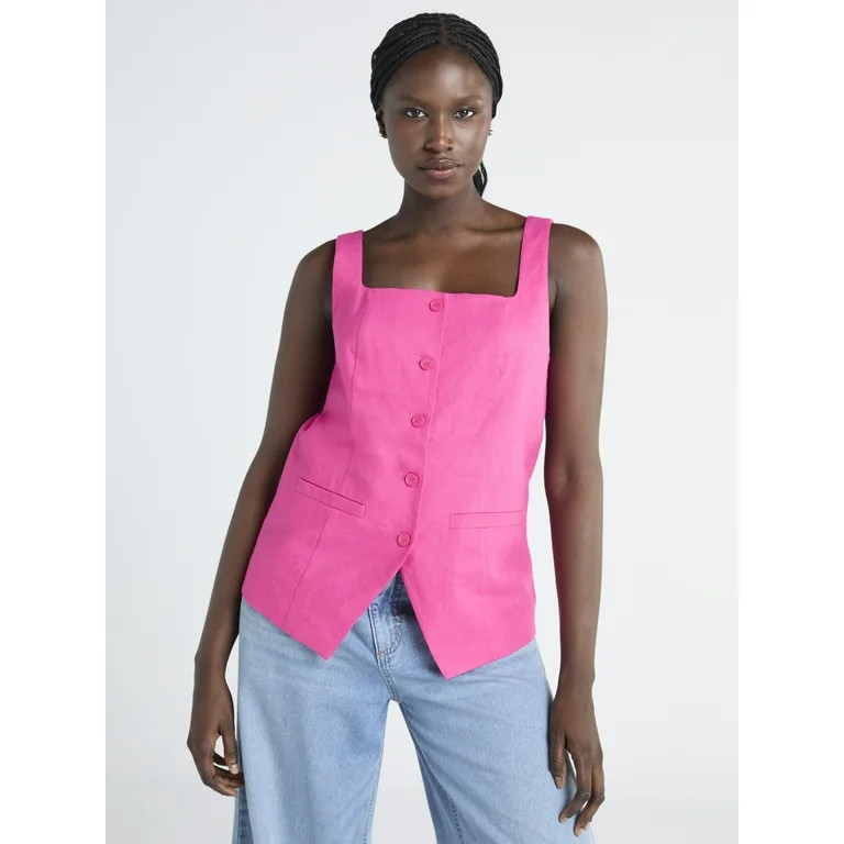 Scoop Women's and Women's Plus Linen Blend Longline Vest, Sizes XS-4X | Walmart (US)
