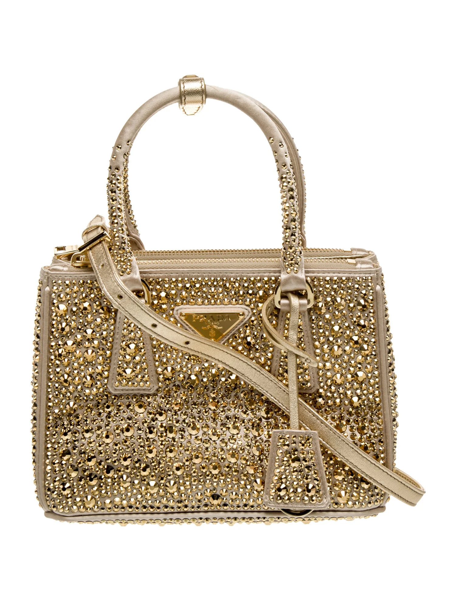 Prada Raso Galleria Double Zip Mini - Gold Handle Bags, Handbags - PRA1187983 | The RealReal | The RealReal