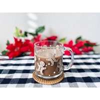Cute Gingerbread Clear Glass Mug, Hot Coffee Cup, Christmas Mug, Vintage Cocoa Oversized Glass Gift For Her | Etsy (US)