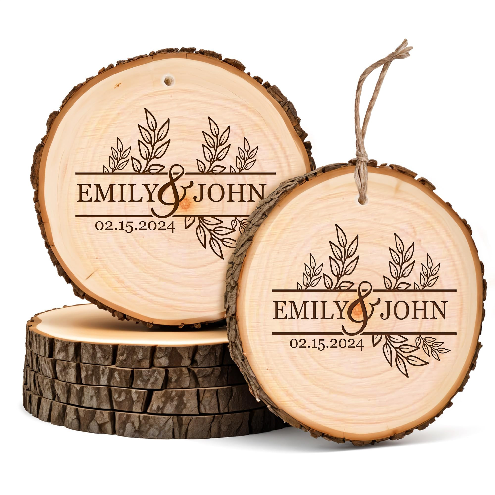 Personalized Wood Slice Wedding Favor – Custom Engraved Wooden Discs with Names and Date – Ru... | Amazon (US)