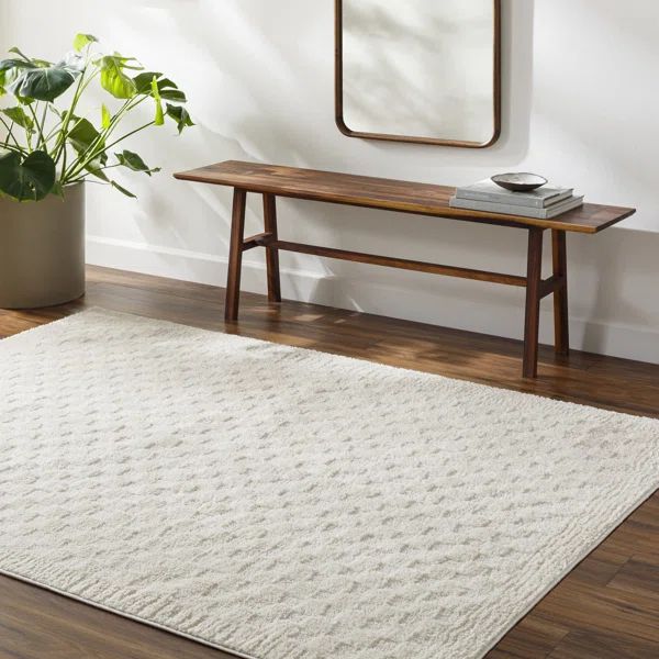 Catosha Machine Woven Polyester Area Rug in Ivory | Wayfair North America