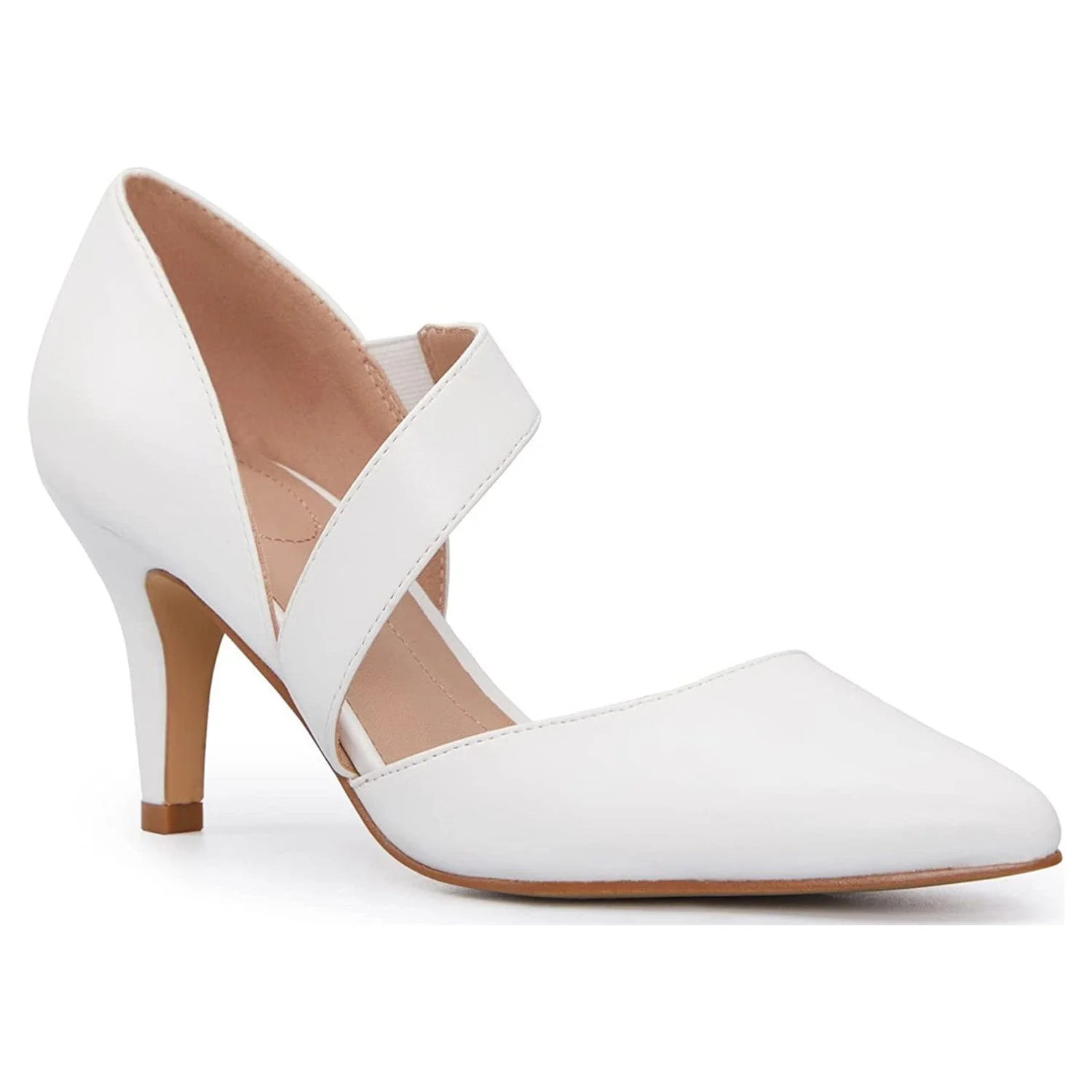 Mysoft Women's Nude Strappy Short Heels With Pointed Toes Size 51 | Walmart (US)