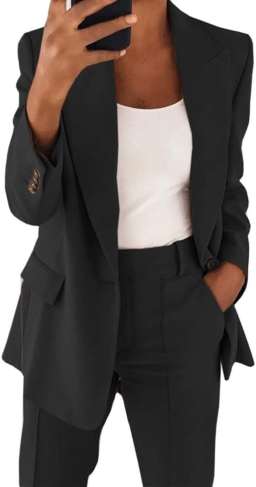 Casual Blazer Long Sleeve Open Front Work Office Jacket With Pockets | Amazon (US)