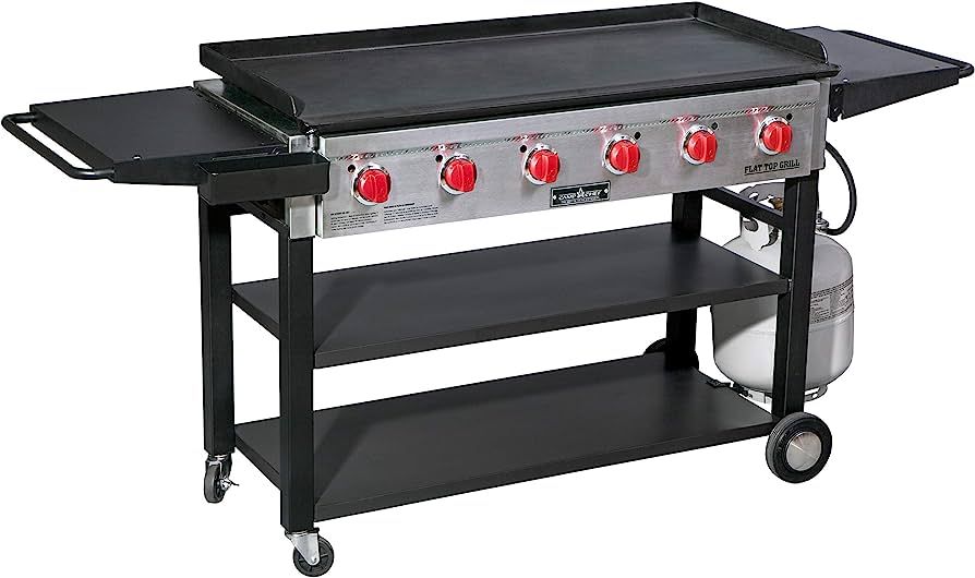 6-Burner 900 Flat Top Grill w/ 877 sq in Pre-Seasoned Cold Rolled Steel Griddle | Amazon (US)