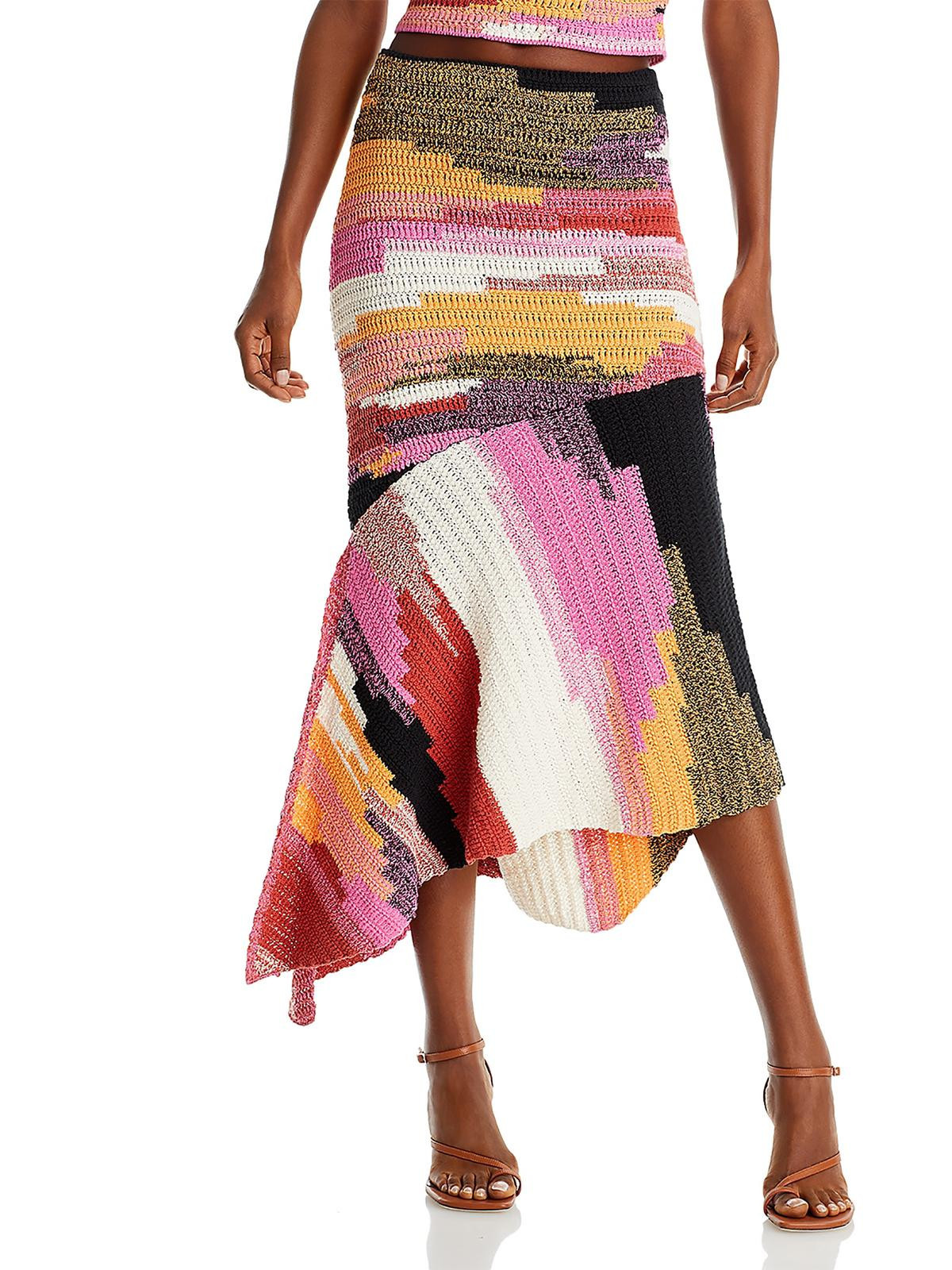 Nova Womens Colorblock Knit Midi Skirt | Shop Simon