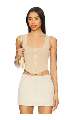 L'AGENCE Saga Square Neck Top in Almond from Revolve.com | Revolve Clothing (Global)