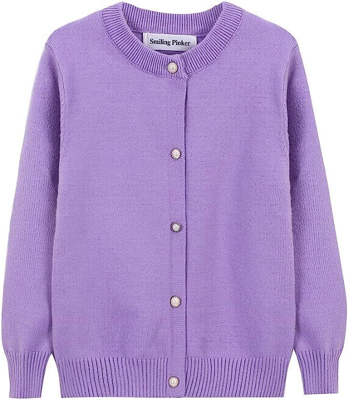 Amazon.com: SMILING PINKER Girls Cardigan Sweater School Uniforms Button Long Sleeve Knit Tops: C... | Amazon (US)