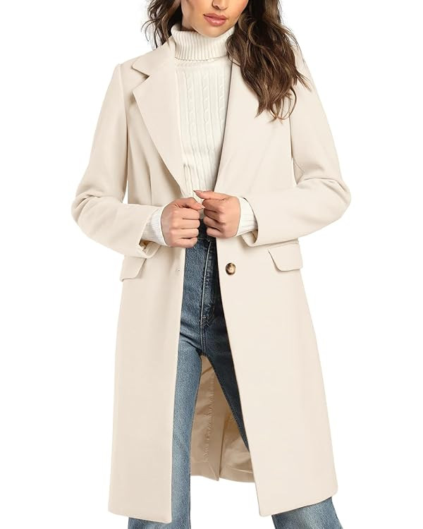 IDEALSANXUN Womens Wool Coats Fall Winter Notch Lapel Long Trench Coat Peacoat Blazer Jackets | Amazon (US)