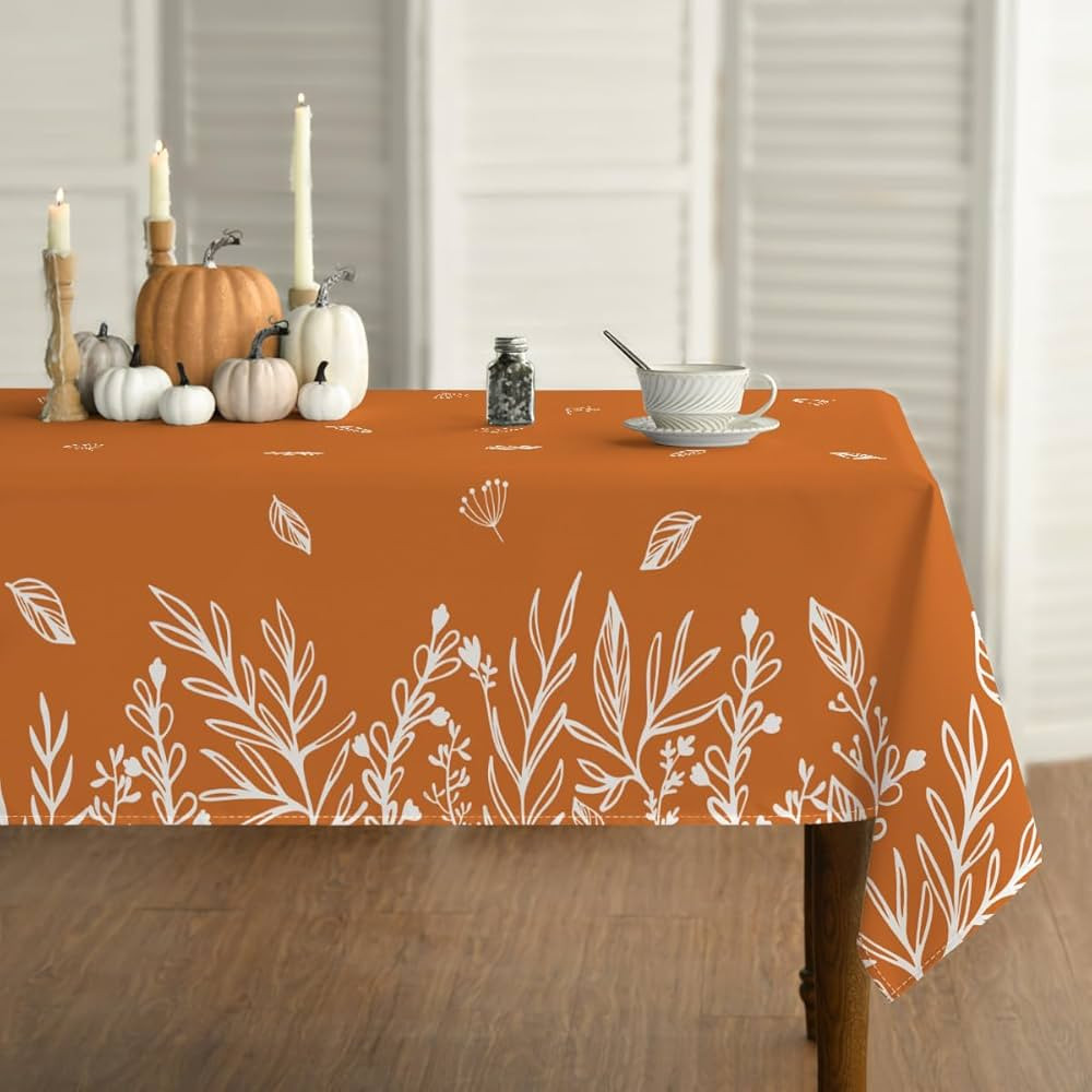 Horaldaily Fall Tablecloth 60x84 Inch Rectangular, Thanksgiving Autumn Harvest Orange Wild Flower... | Amazon (US)