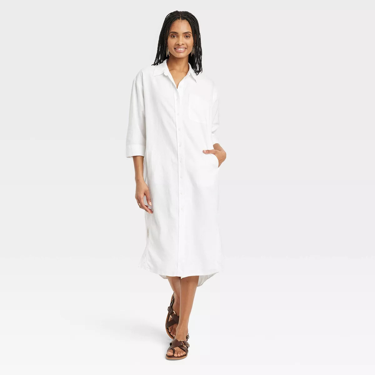 Women's 3/4 Sleeve Midi Shirtdress - Universal Thread™ | Target