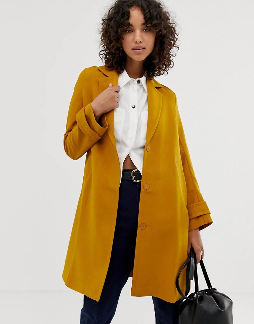 ASOS DESIGN crepe coat-Yellow | ASOS (Global)